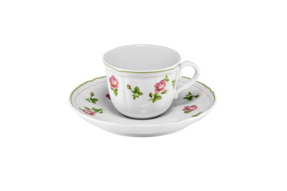 White coffee cup saucer with green rim  Ø13 h 2 cm