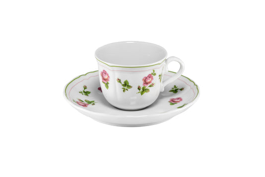 White coffee cup saucer with green rim  Ø13 h 2 cm