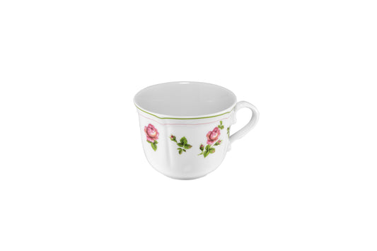 White coffee cup with green rim 10 cl 8,5x7 h 5 cm