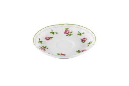 White coffee cup saucer with green rim  Ø13 h 2 cm