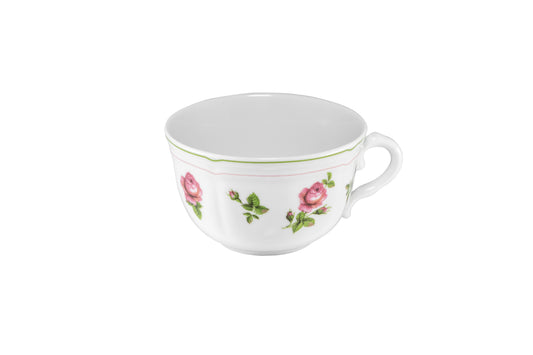 White tea cup with green rim  20 cl 11x9 h 5,5 cm