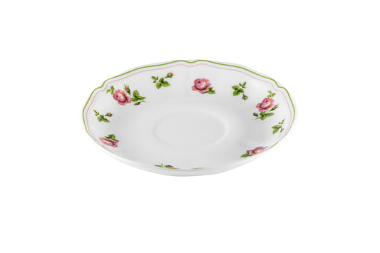 White tea cup saucer with green rim Ø15 h 2 cm