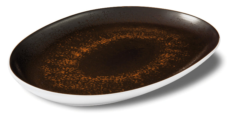 Rusty reactive narrow oval tray 33x22 h3 cm