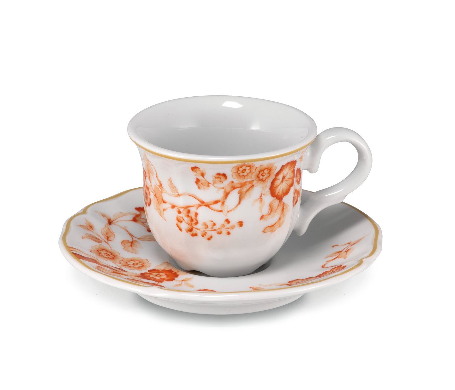 White and orange coffee cup 10 cl - 7x9 h 5 cm