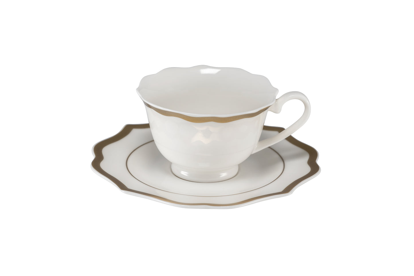 Ivory coffee cup with gold rims - New bone china 10 cl 10x8 h 5 cm
