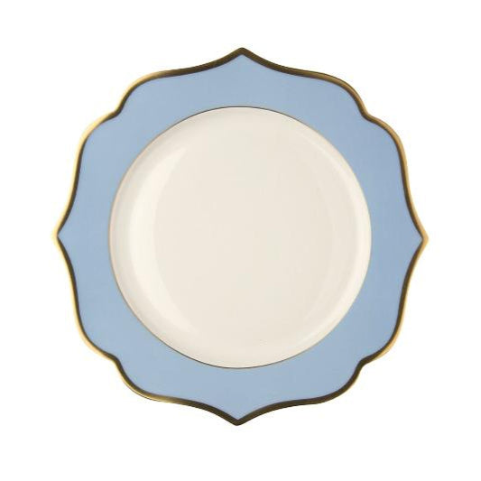 Light blue dessert plate with gold rims - New bone china Ø 20 cm