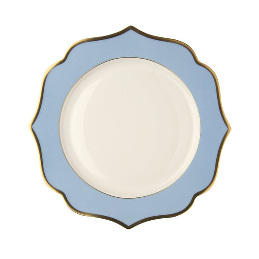 Light blue dinner plate with gold rims - New bone china Ø 28 cm
