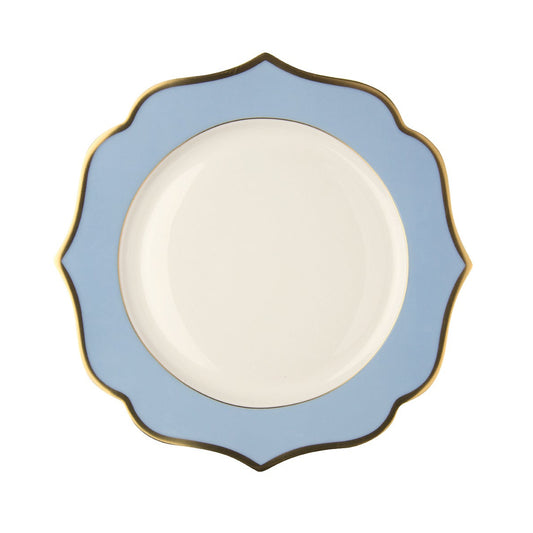 Light blue charger plate with gold rims - New bone china  Ø 30,5 cm