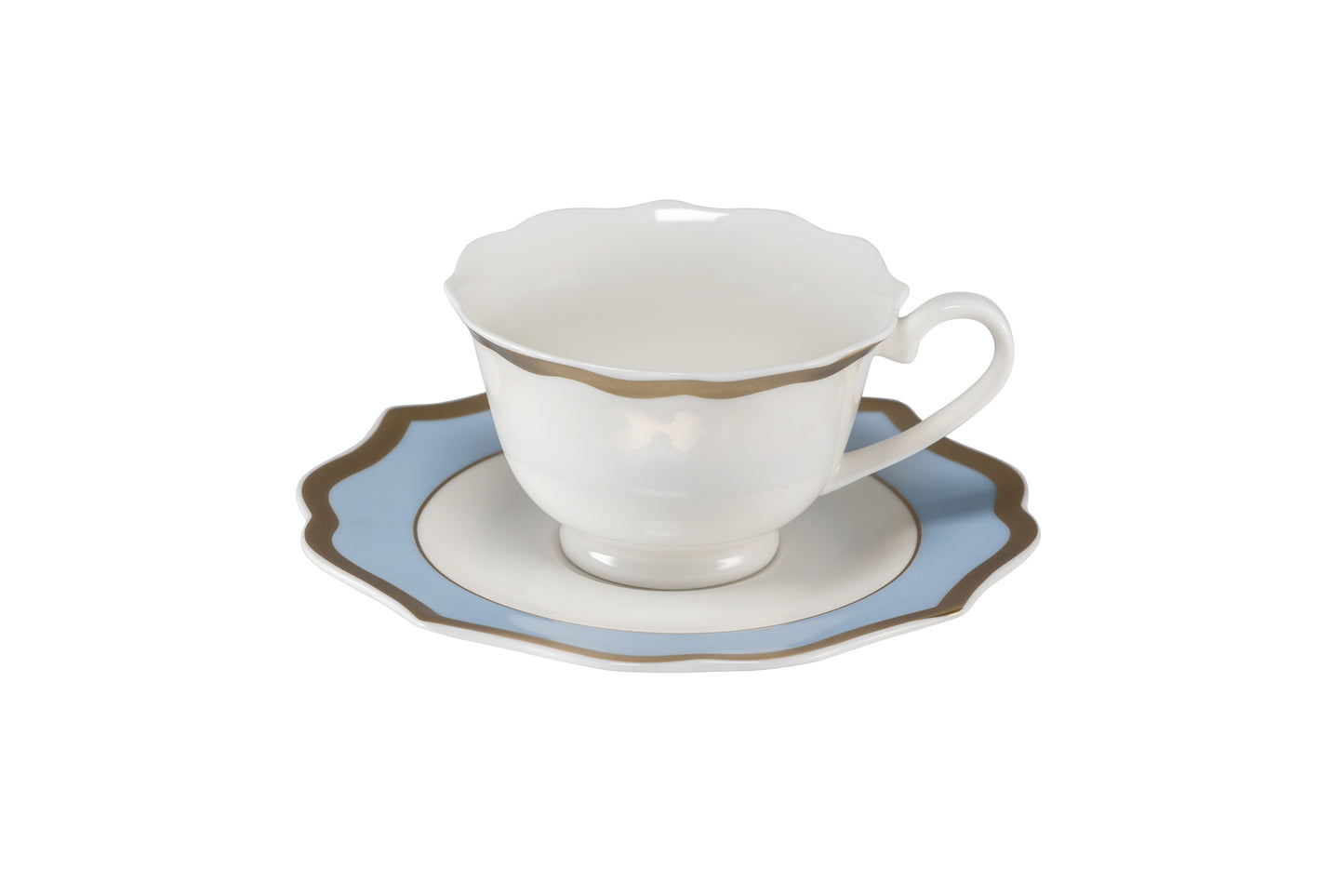 Ivory coffee cup with gold rims - New bone china 10 cl 10x8 h 5 cm