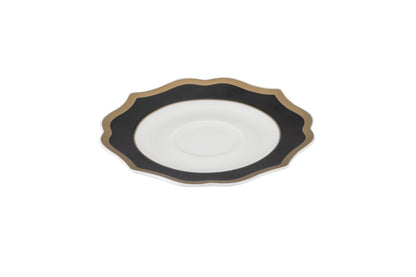 Black coffee cup saucer with gold rims - New bone china Ø13 h 1 cm