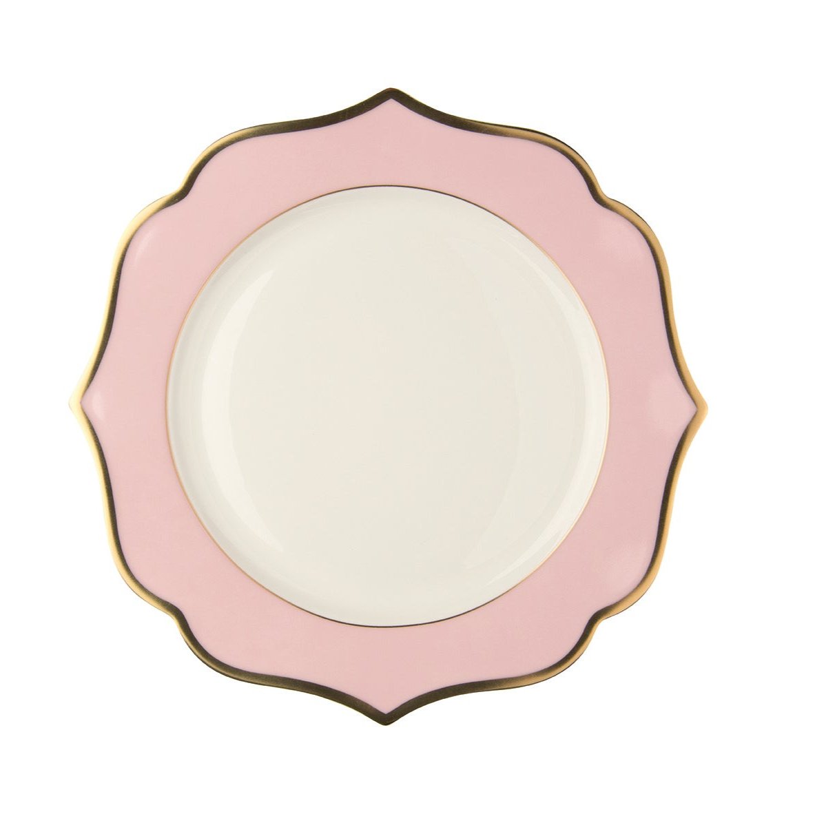 Pink charger plate with gold rims - New bone china Ø 30,5 cm