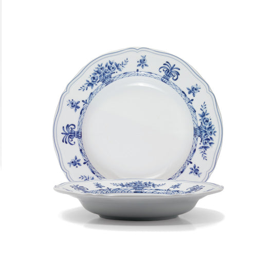 White and blue deep plate  Ø 23,5 cm