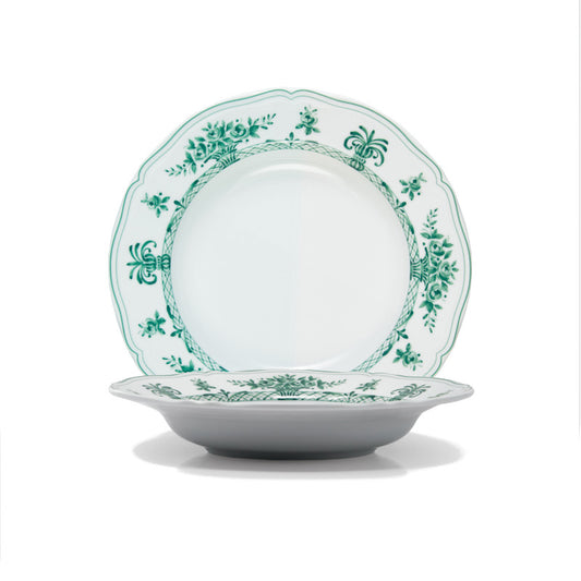 White and green deep plate Ø 23,5 cm