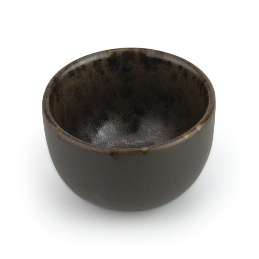 Brown bowl with rusty reactive dots 6.5cm