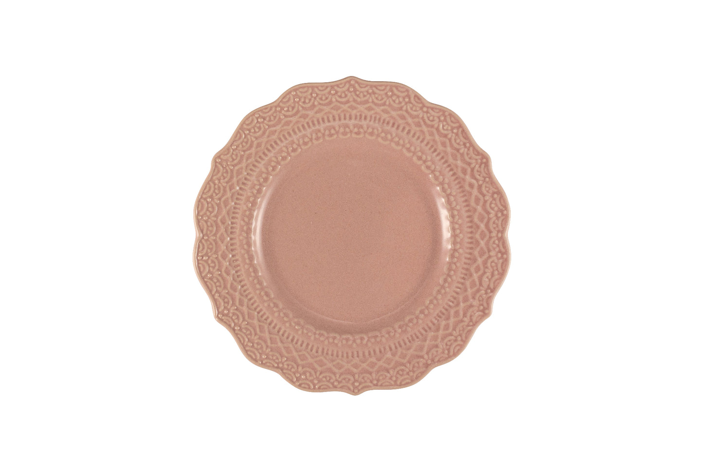 Pink bread plate with embossed decor Ø 15 cm