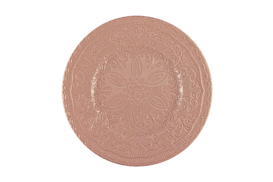 Pink dessert plate with embossed decor Ø 22 cm