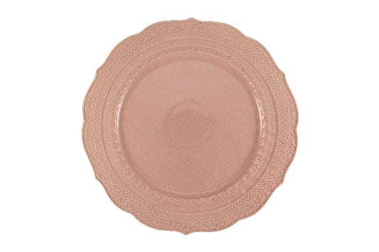 Pink dinner plate with embossed decor Ø 28 cm