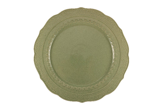 Sage green dinner plate with embossed decor Ø 28 cm