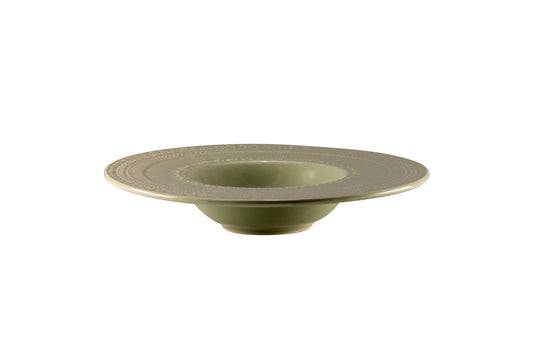 Sage green pasta bowl with embossed decor Ø 23 cm